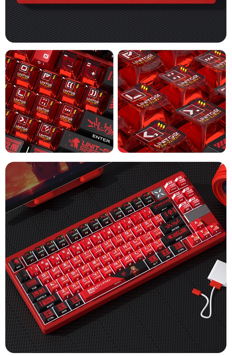 【Fast Shipping】Evangelion Keycaps Custom EVA Unit 02 Asuka Keycaps ...