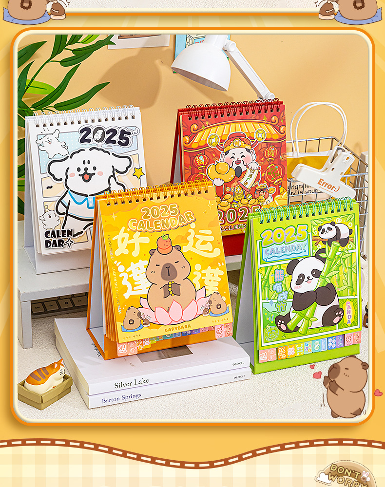 [ready stock]卡皮巴拉 台历 2025年 日历 可爱 月历 桌面摆件 卡通 高考 倒计时 打卡本子 Kapibara Desk ...