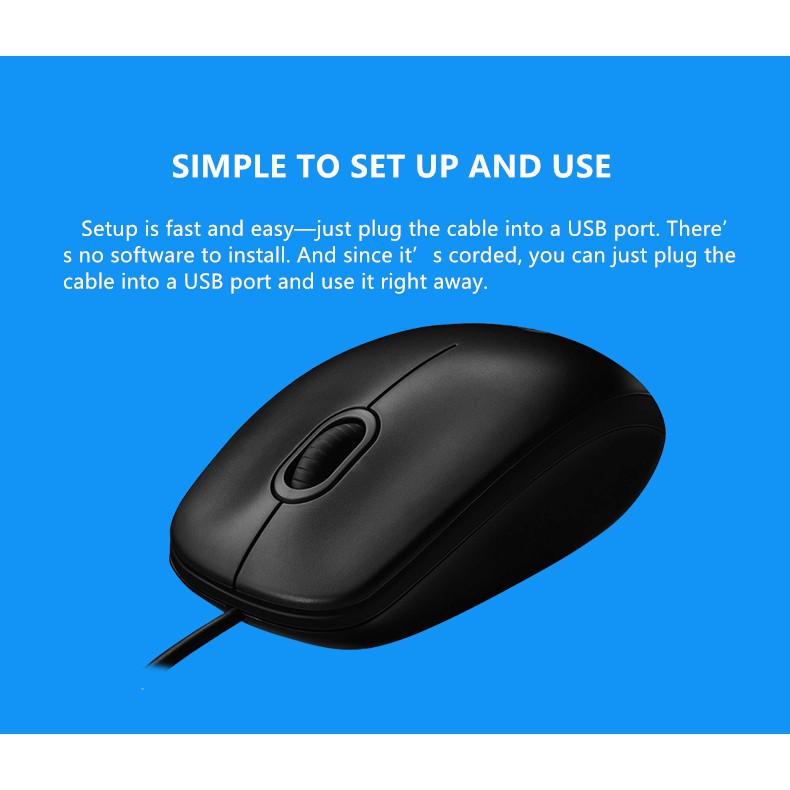 Logitech M100 Wired USB Mouse, 3-Buttons, Optical Tracking ...