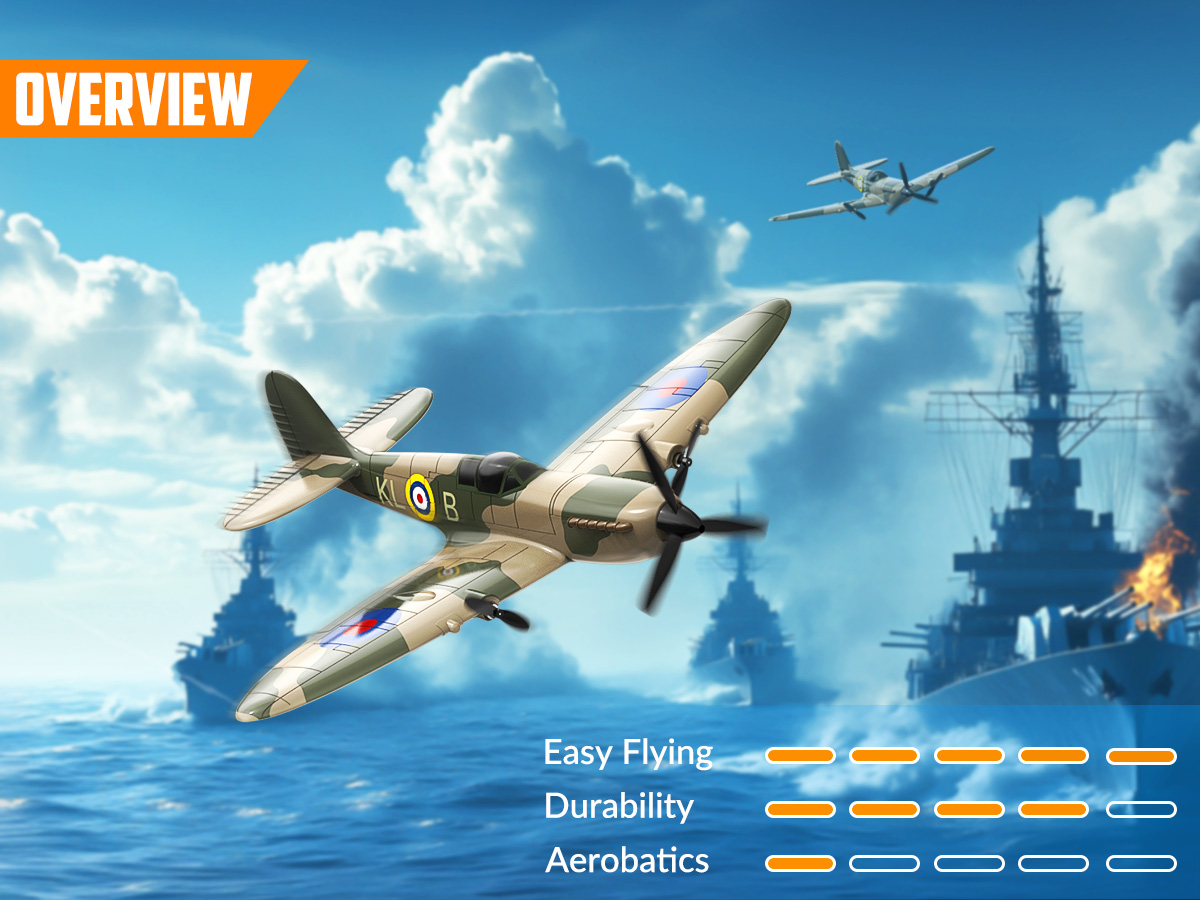 VOLANTEXRC RC Plane 3 Channel Remote Control Airplane Fighter Spitfire ...