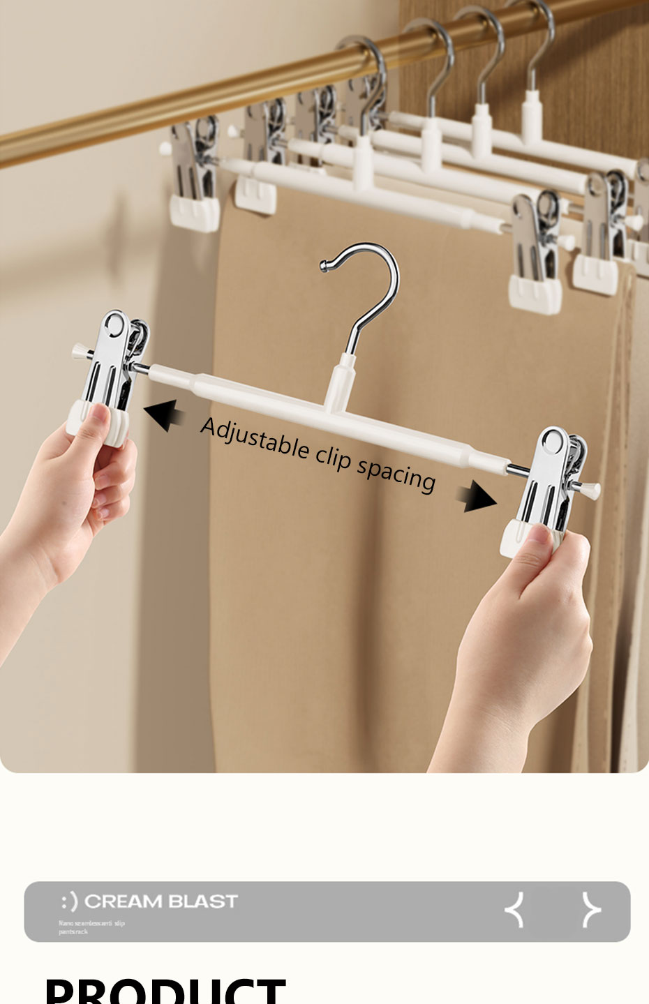 10Pcs Hanger With Clip Non-Slip Pants Hanger Jk Skirt Drying Clip ...