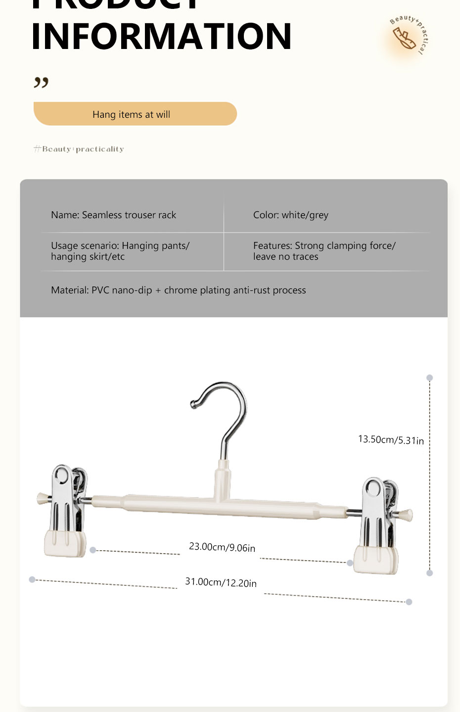 10Pcs Hanger With Clip Non-Slip Pants Hanger Jk Skirt Drying Clip ...