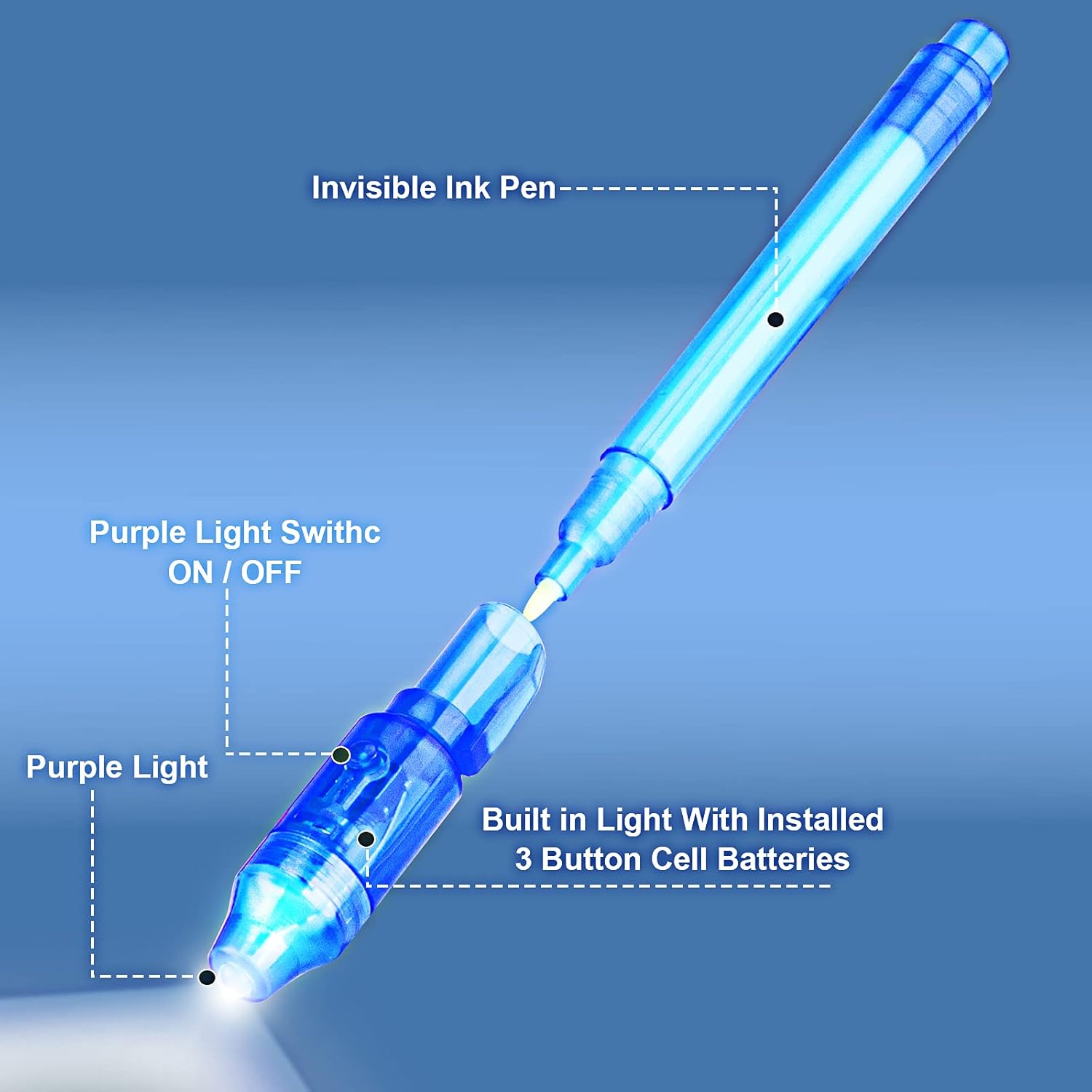 Invisible Spy Ink Pen 5 PCS, With UV Pen Light, Party Favors for Kids 8 ...