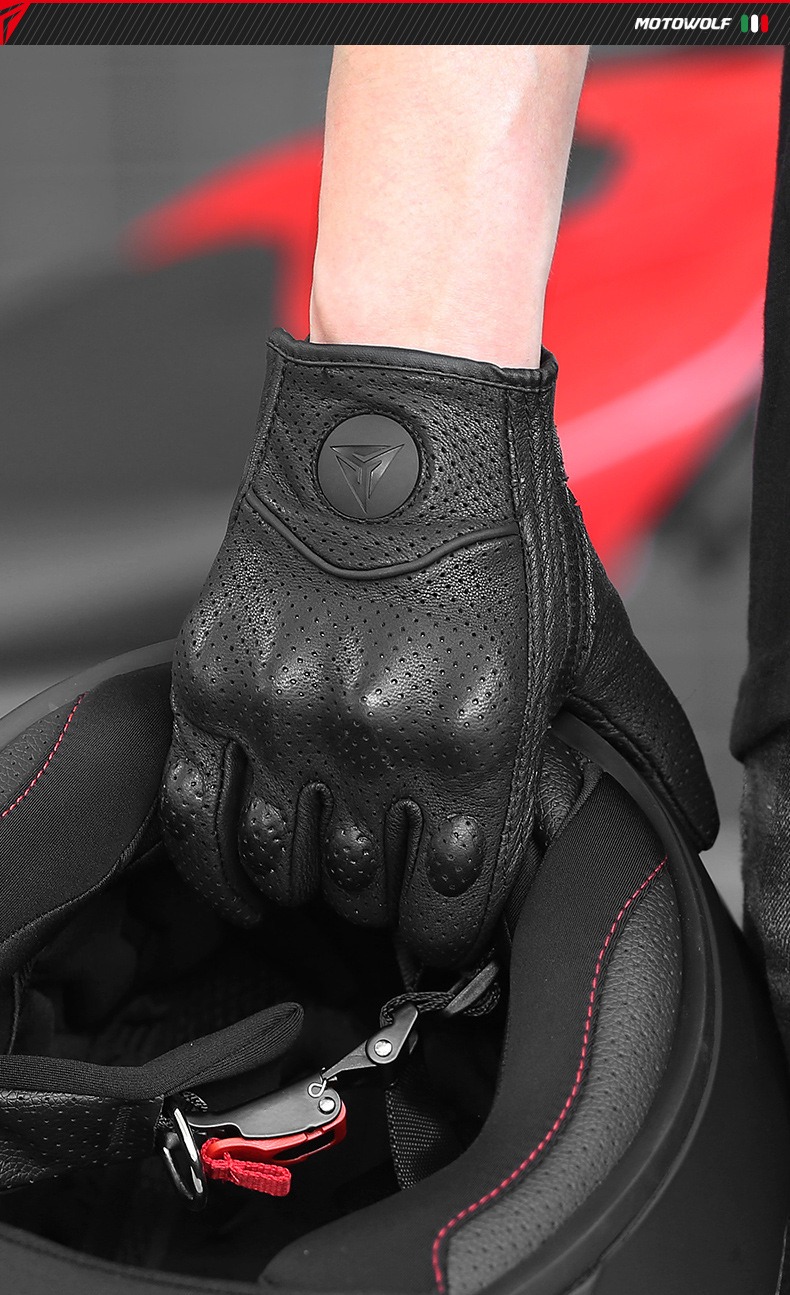 NATRA Men's Goat Leather Motorcycle Gloves – Touchscreen Compatible, Knuckle Protection, S-3XL