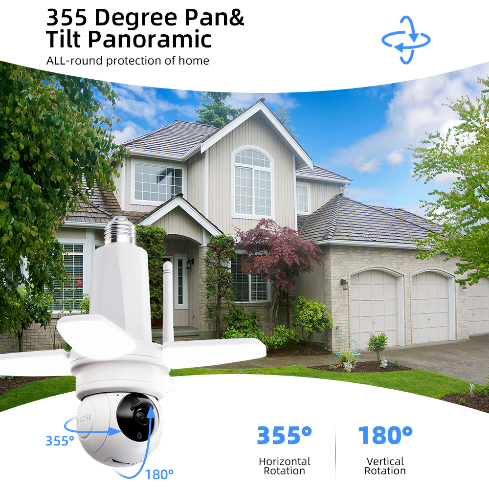 LLSEE single lens 4MP 2K E27 bulb camera wireless WIFI home indoor CCTV ...