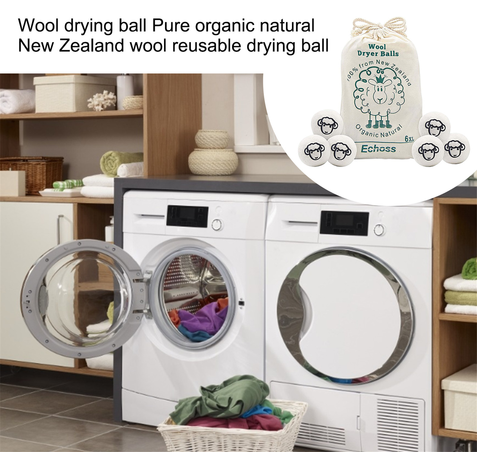 [Local delivery] Wool drying ball Pure organic natural New Zealand wool ...