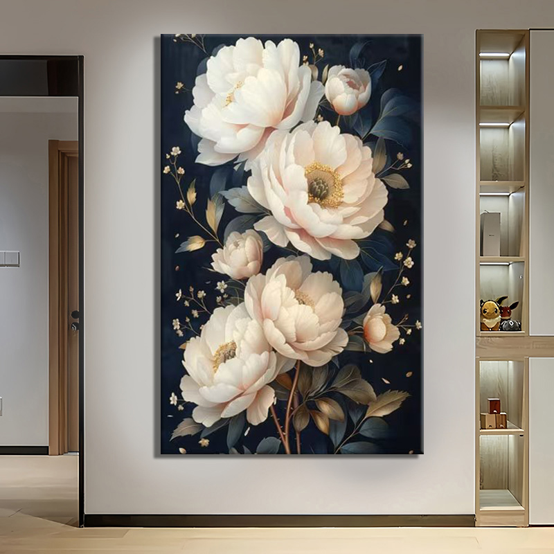 Peony Flower Painting Wall Art Canvas Printing Wall Decoration Frame ...