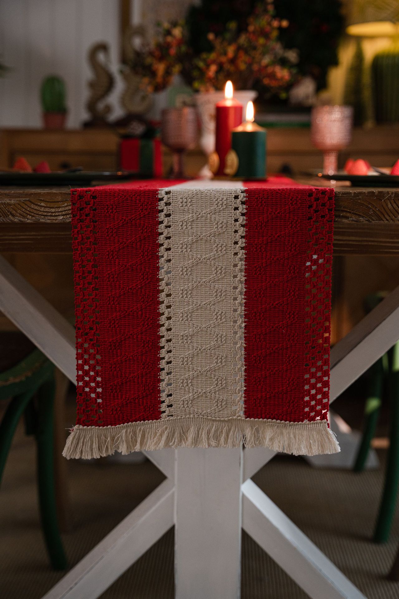 Ready Stock Raya Decoration CNY Red Table Runner with Tassel Japanese ...