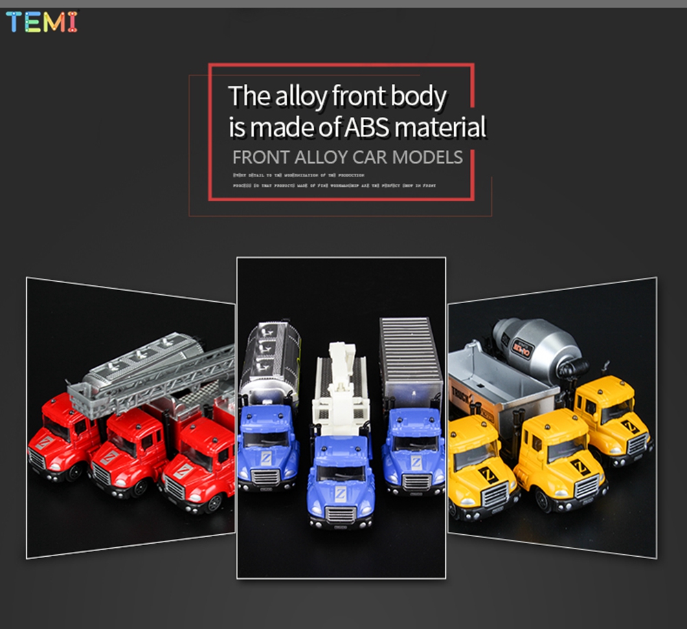 TEMI Mini Alloy Fire Engineering Vehicle Toys Model Fun Toy Simulation ...