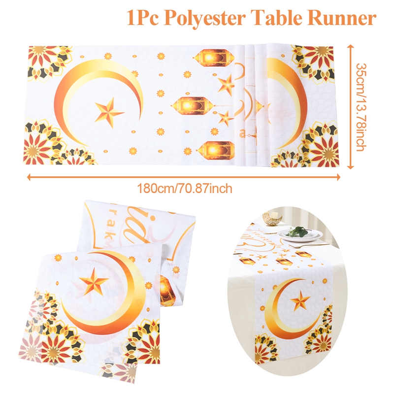 180*35CM Moon Star Ramadan Kareem Table Cover Hari Raya Decorations ...
