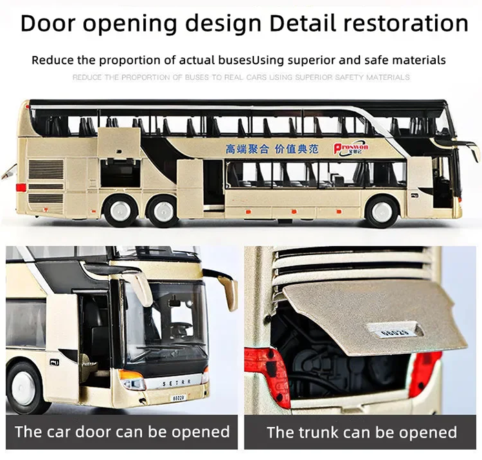 Children toy bus simulation model of alloy double bus boy car bus model ...