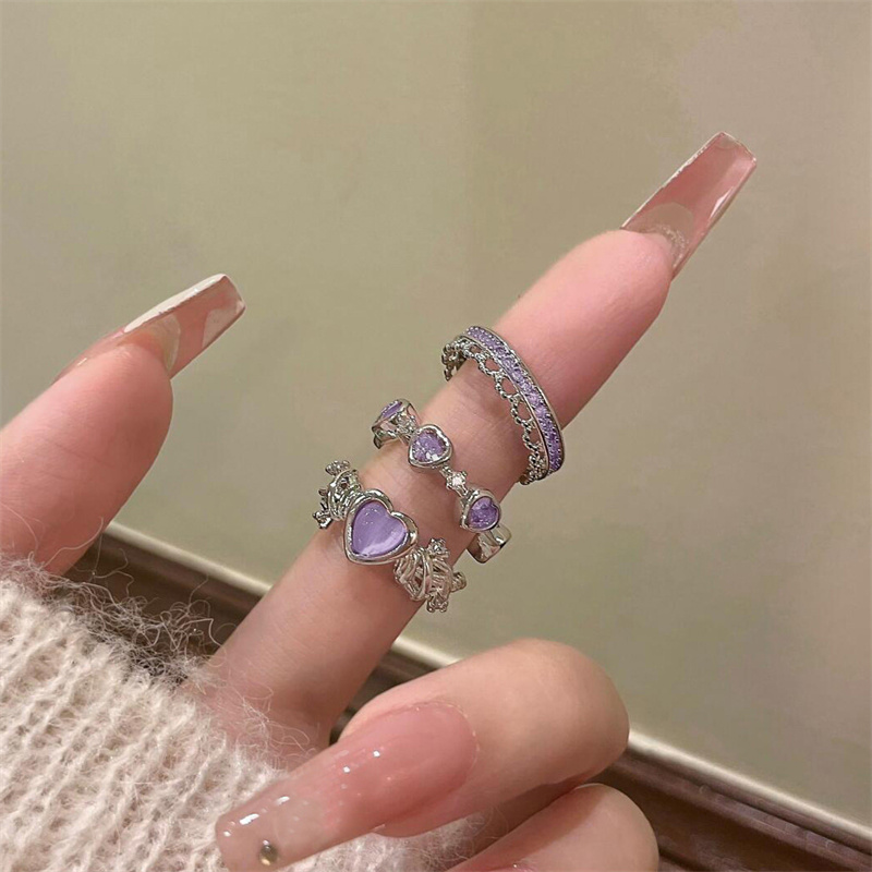 JUHSI Lnlaid Love Fashion Retro Three-piece Ting Set Female Trend ...