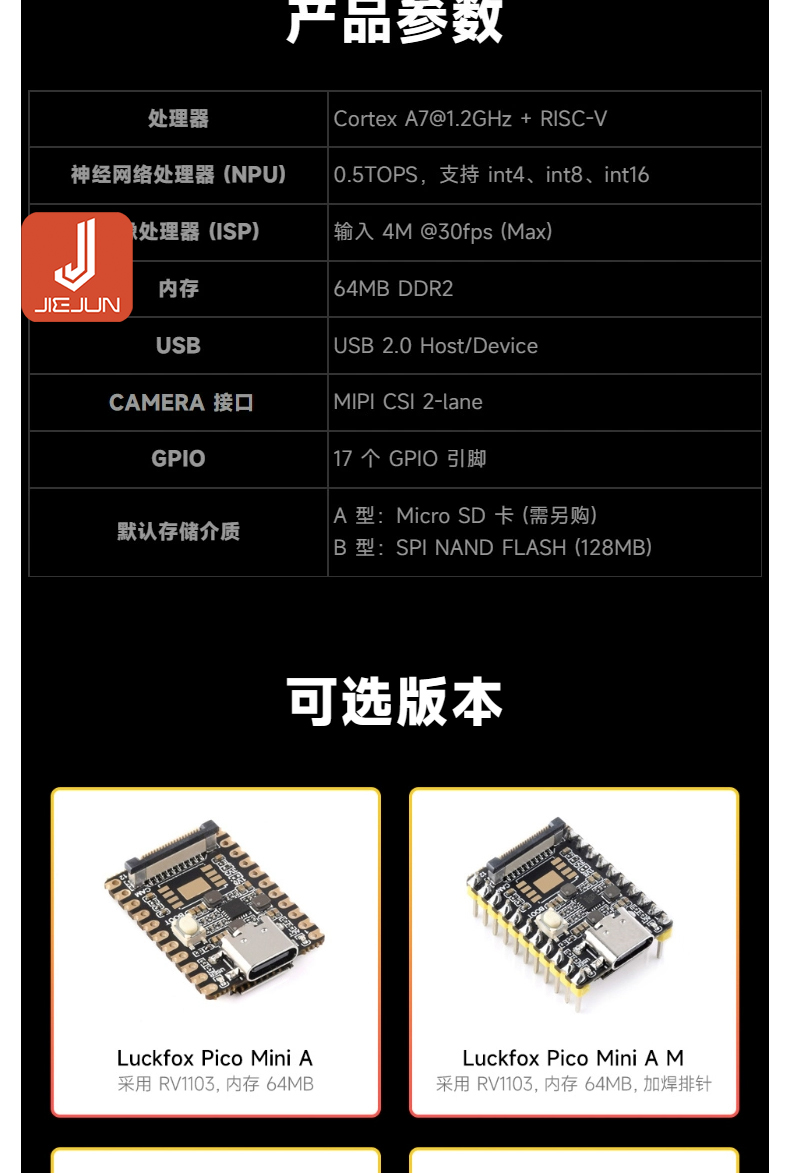 Luckfox Pico Mini AB M Micro LinuxAI development board based on RV1103 ...
