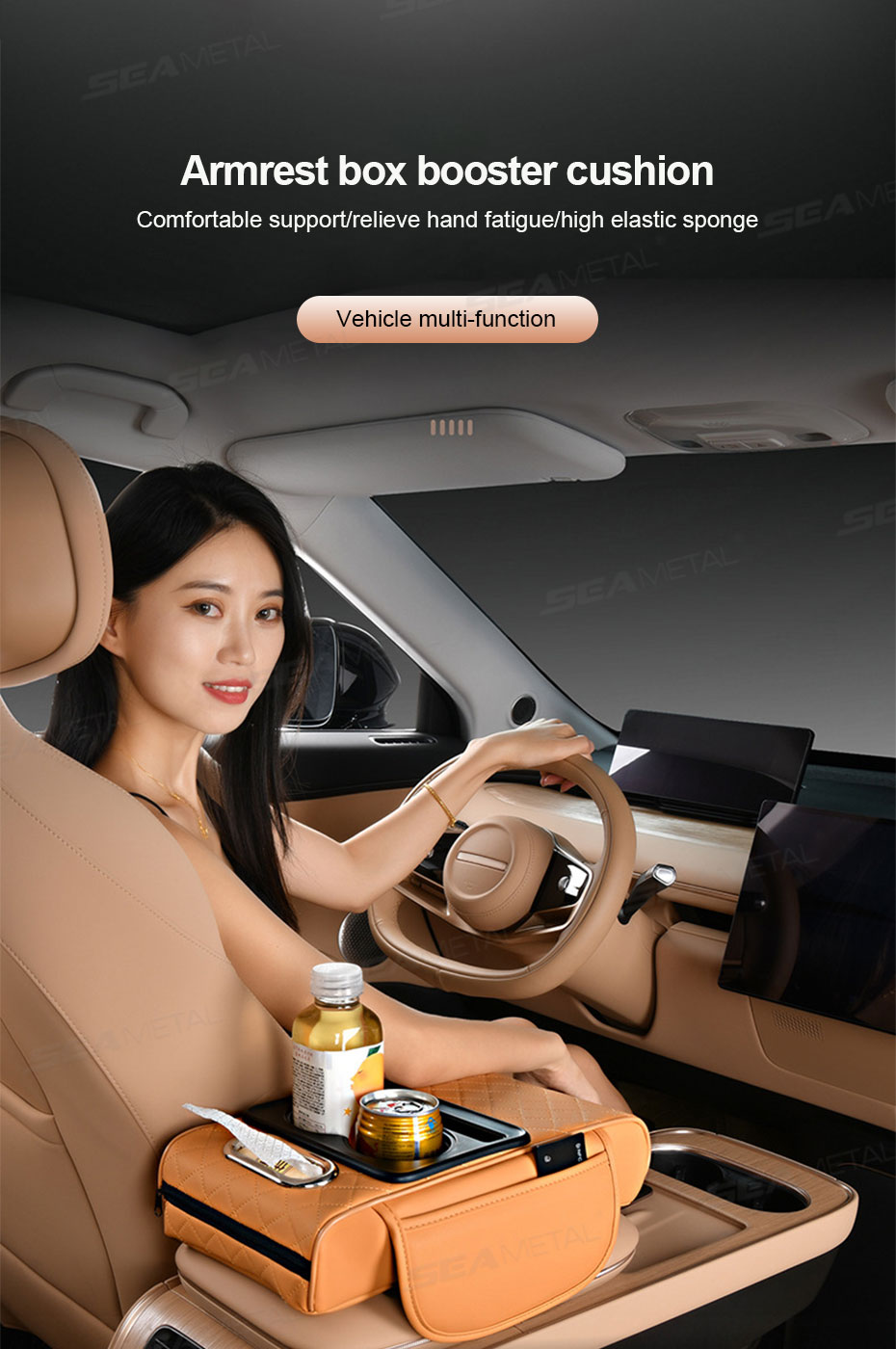 SEAMETAL Car Arm Rest Multi-function Car Armrest Console Box Car Tissue ...