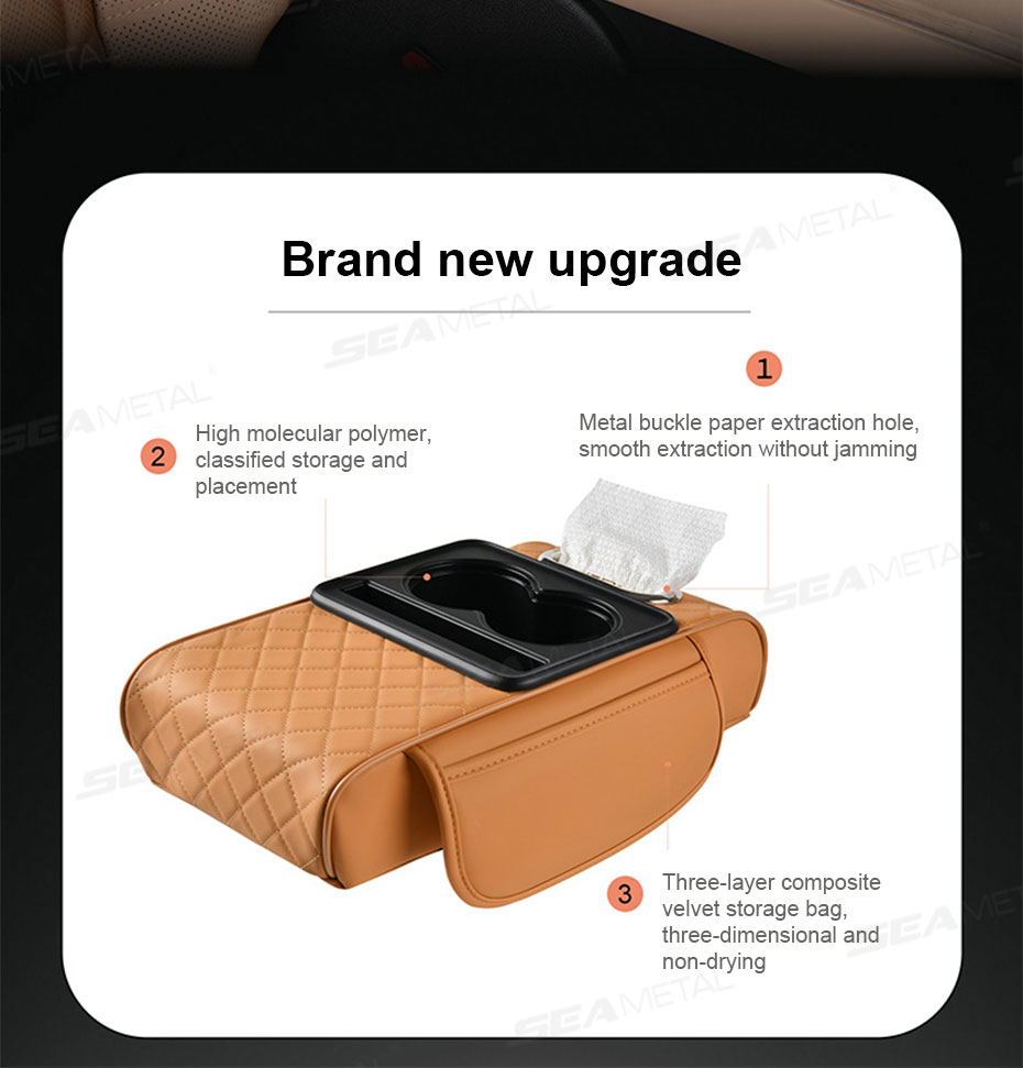 SEAMETAL Car Arm Rest Multi-function Car Armrest Console Box Car Tissue ...