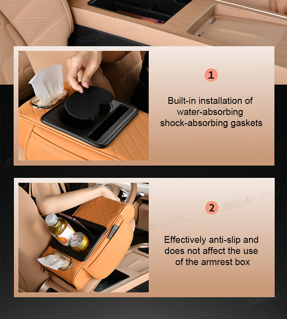 SEAMETAL Car Arm Rest Multi-function Car Armrest Console Box Car Tissue ...