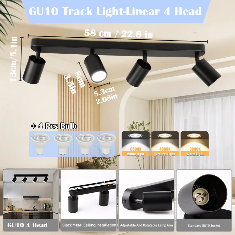 Bulb Replaceable GU10 Spotlight Track Light Led Spot Light Ceiling ...