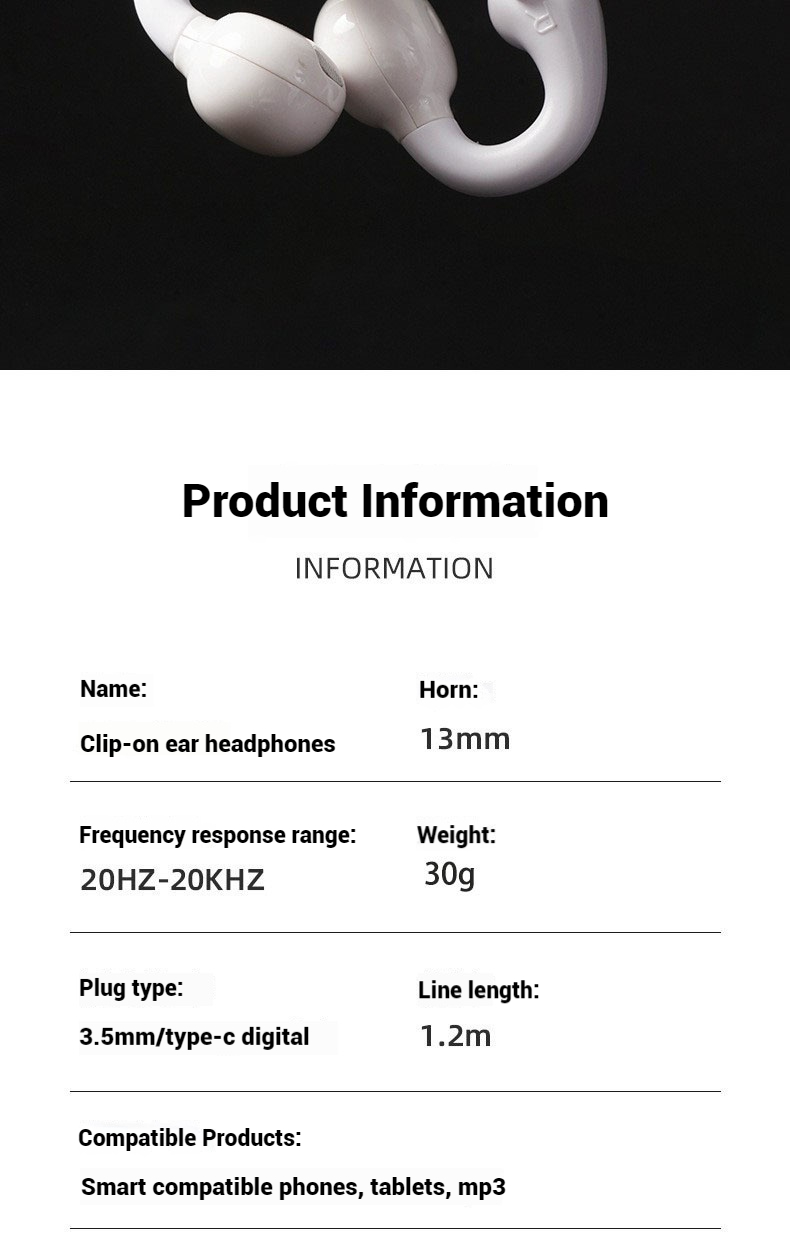 Newmsnr New Non-in-ear Wired Earphone Not Leak Sound Painless Headphone ...