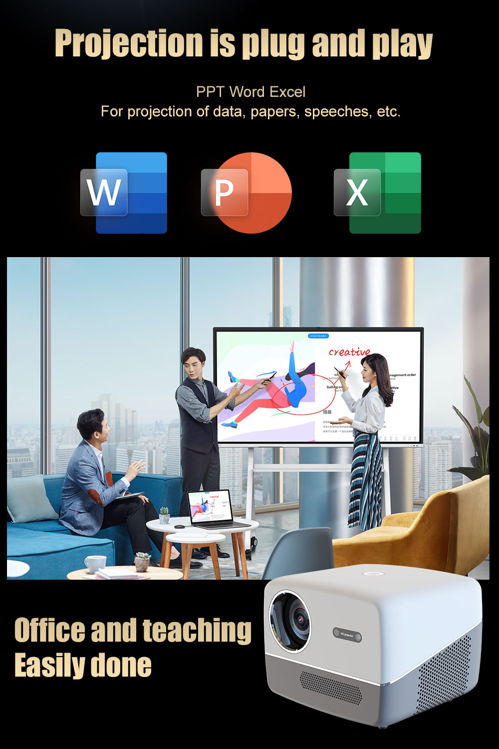 Konka/康佳 E20pro HD 4k projector Native 1080P Movie Projector built-in ...