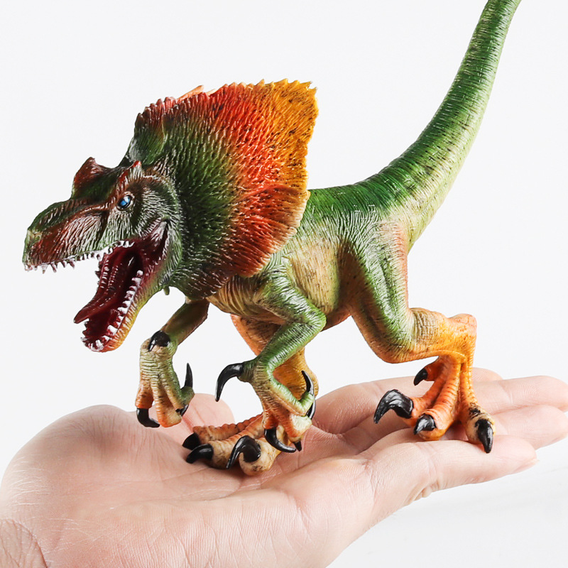 Simulation Color Double spine Dragon Model Dinosaur Toy Dilophosaurus ...
