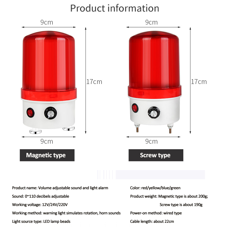 Rotating Warning Light Adjustable Volume LED Sound Light Integrated ...