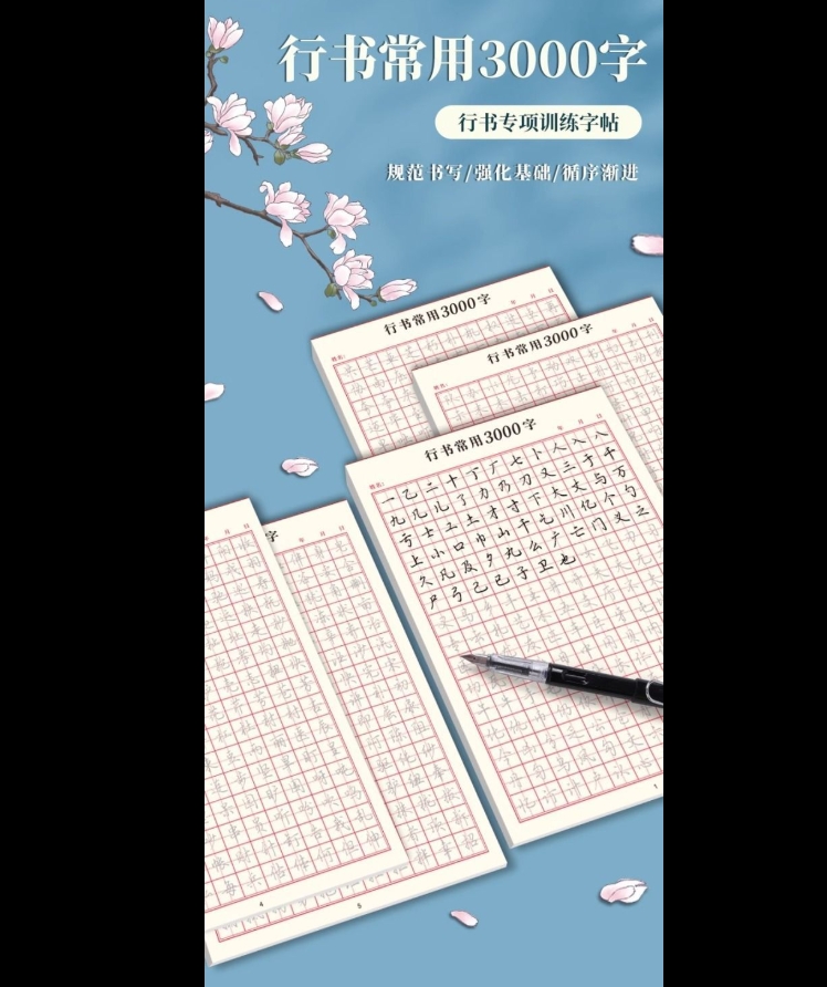 Practice calligraphy 行书练字帖 成人速成字帖 基础入门笔画偏旁行楷常用3000字 初高中生 Basic ...