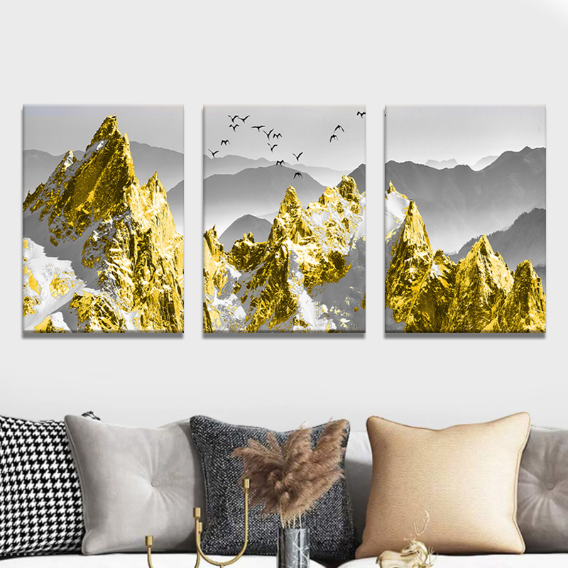 Golden Mountain Wall Painting Art Canvas Printing Wall frame Living ...