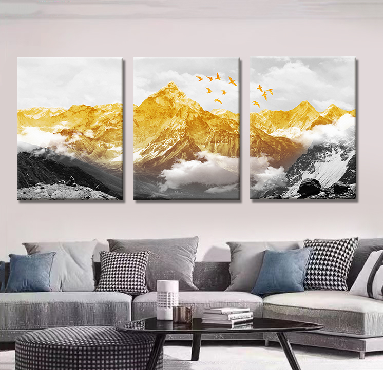Golden Mountain Wall Painting Art Canvas Printing Wall frame Living ...