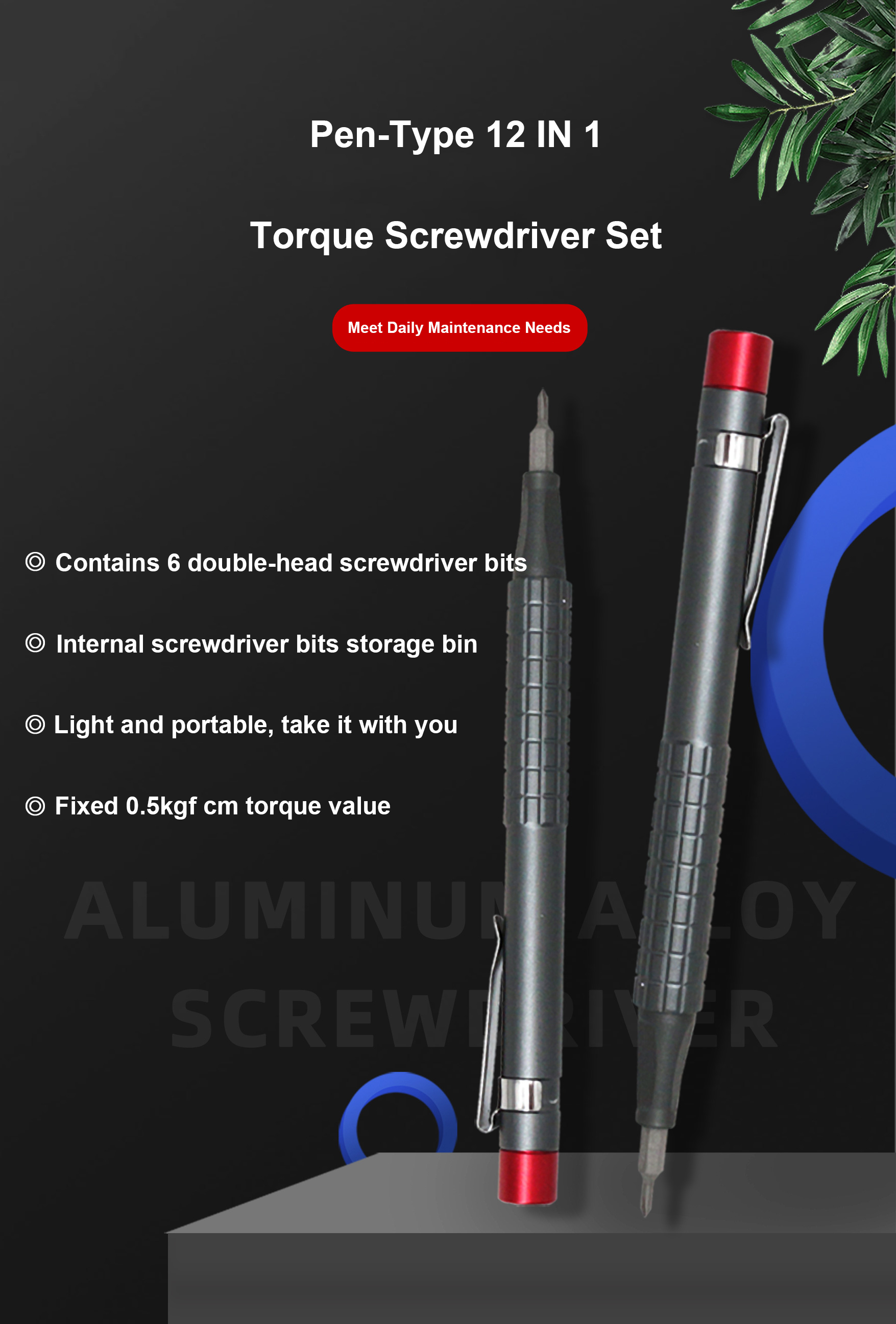 12 IN 1 Torque Screwdriver Set Pen Type Tool Screwdriver Lightweight ...