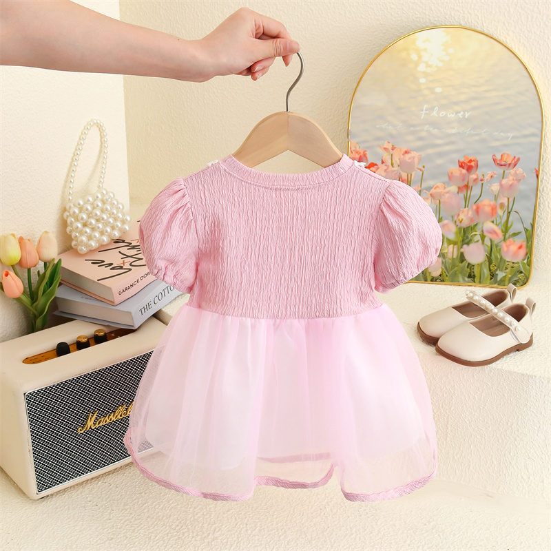 Girls' Long-sleeved Birthday Bow-knot One-piece Dress