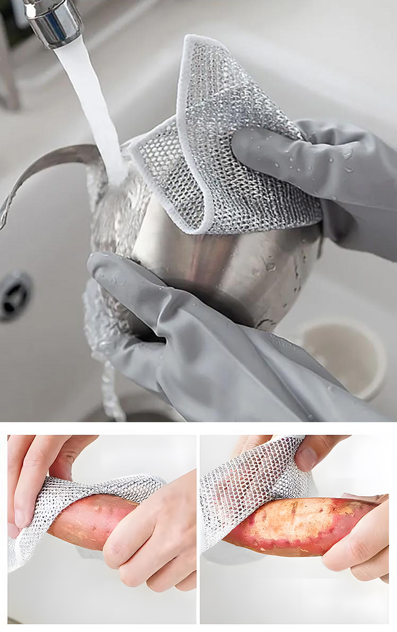 Multipurpose Scrubbing Wire Rags Scrubber Kitchen Steel Wire Dish Towel ...