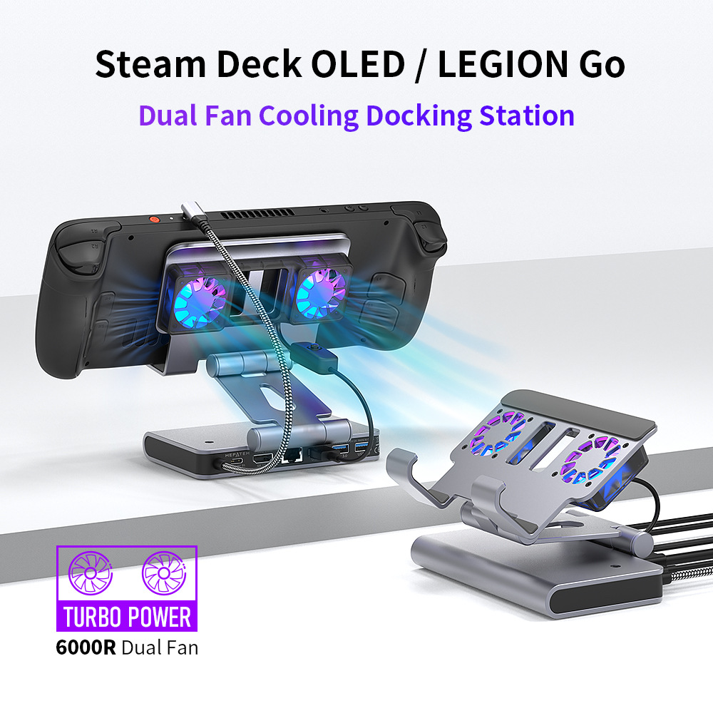 Adjustable Docking Station with Dual Cooling Fan for Steam Deck(OLED ...