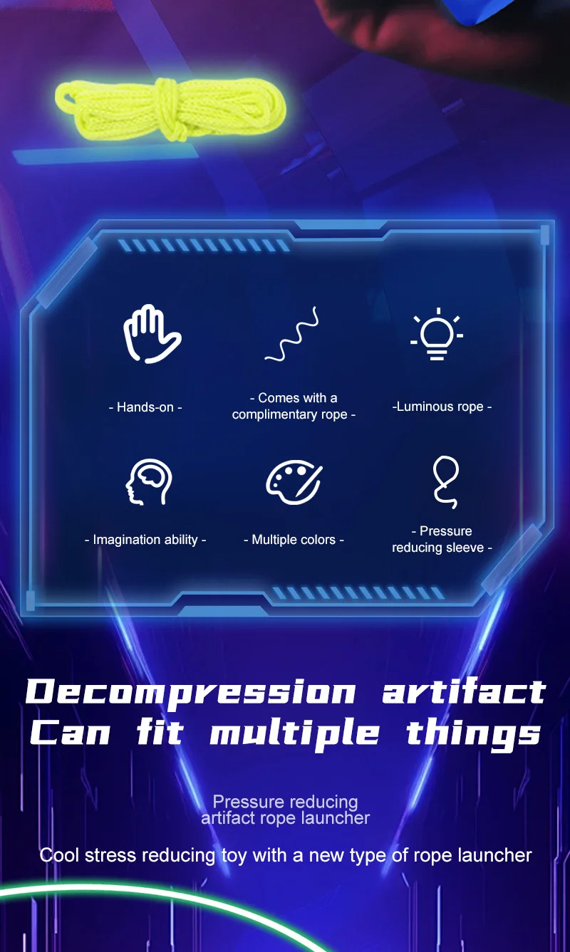 (Local Stock) String Rope Glow in The Dark Rope Launcher Toy Portable ...