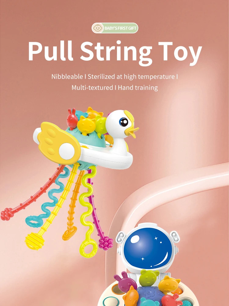 Baby Teething Toy - Montessori Sensory String Silicone Chewable ...