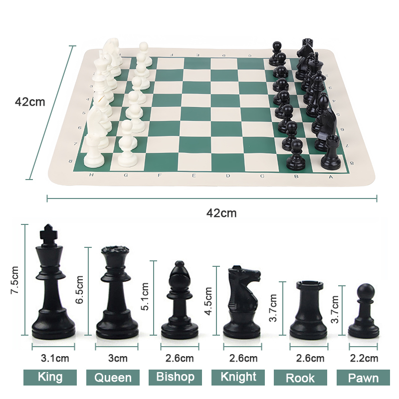 【ship in 24H】International Chess Set for Tournaments Roll Up Chess Mat ...