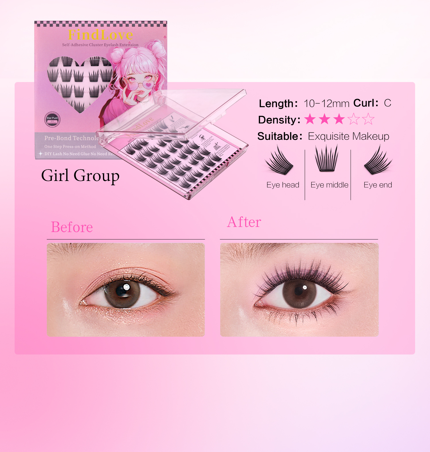 Slim Series]FindLove NEW Glue Free Eyelash 小薄片免胶睫毛 Super