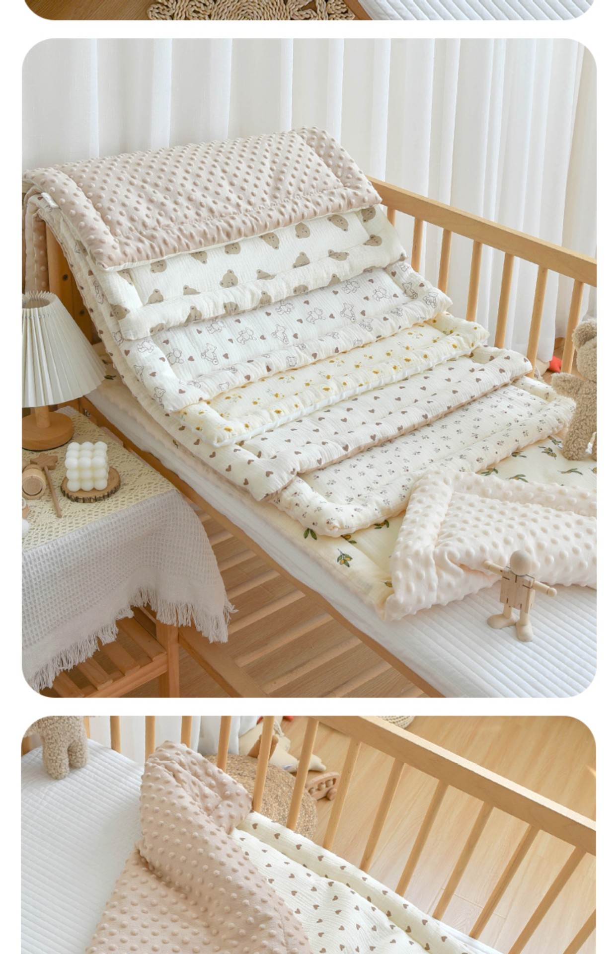 Crib soft Cotton gauze pad Baby Cot Toto comforter Cushion Minky Dot