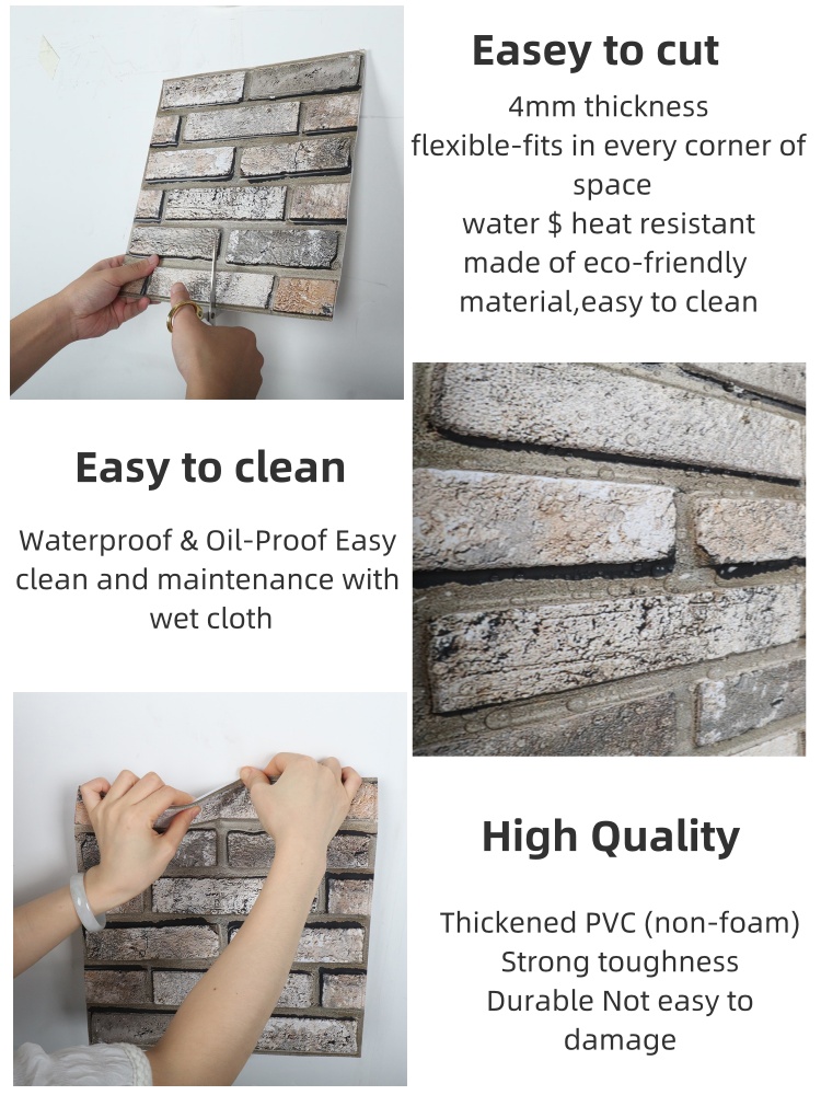 30x30cm Brick Wallpaper Waterproof 3D wall paper dinding Self Adhesive ...