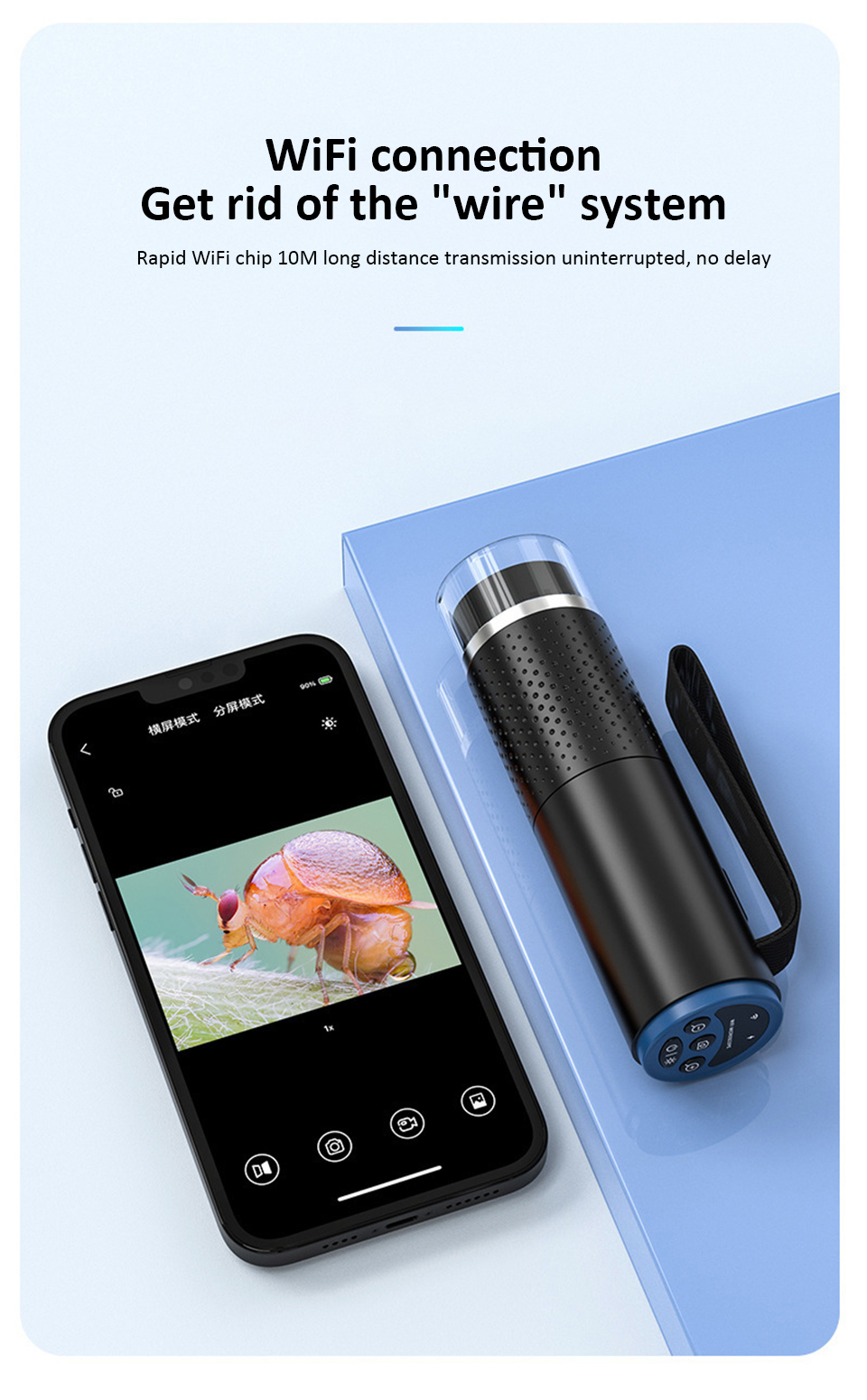 Portable WiFi Digital Microscope 50X-1000X 2MP USB Wireless Electronic ...