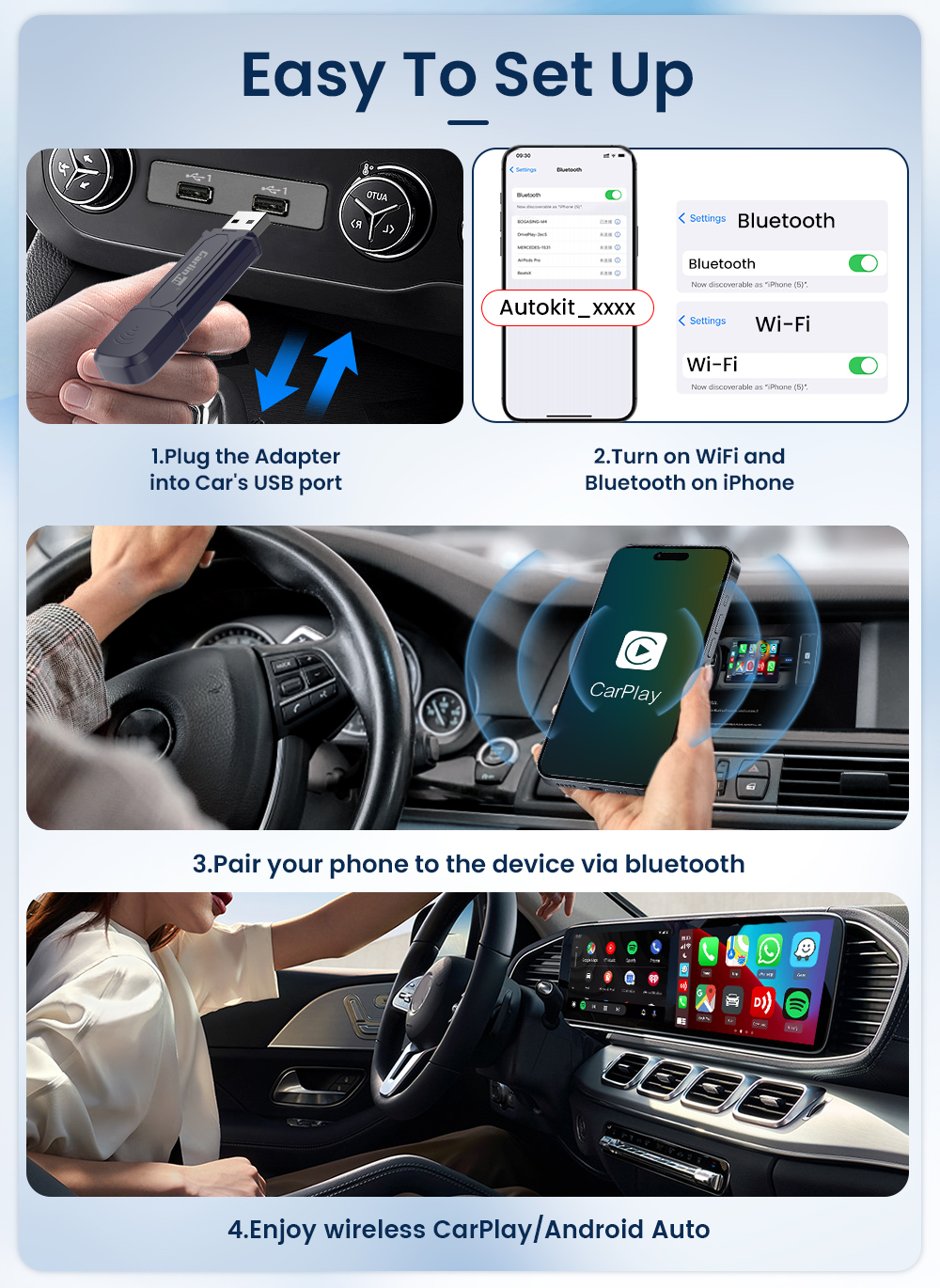 Carlinkit MINI SE Pro Adapter Wireless - Trasforma CarPlay/Android Auto Cablato In Wireless Per Auto Dal 2016