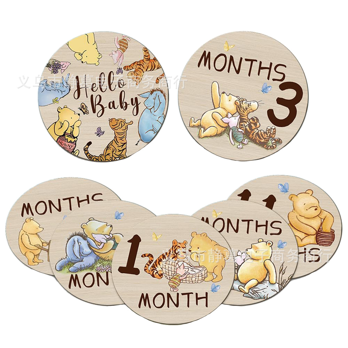 Winnie Baby Monthly Milestone Circles - The Pooh Bear Baby Stuff Wooden ...