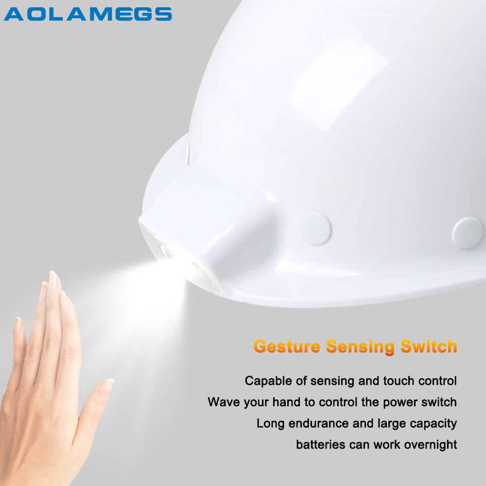 Integrated Headlight Safety Helmet Miner's Hat ABS Construction Hat ...