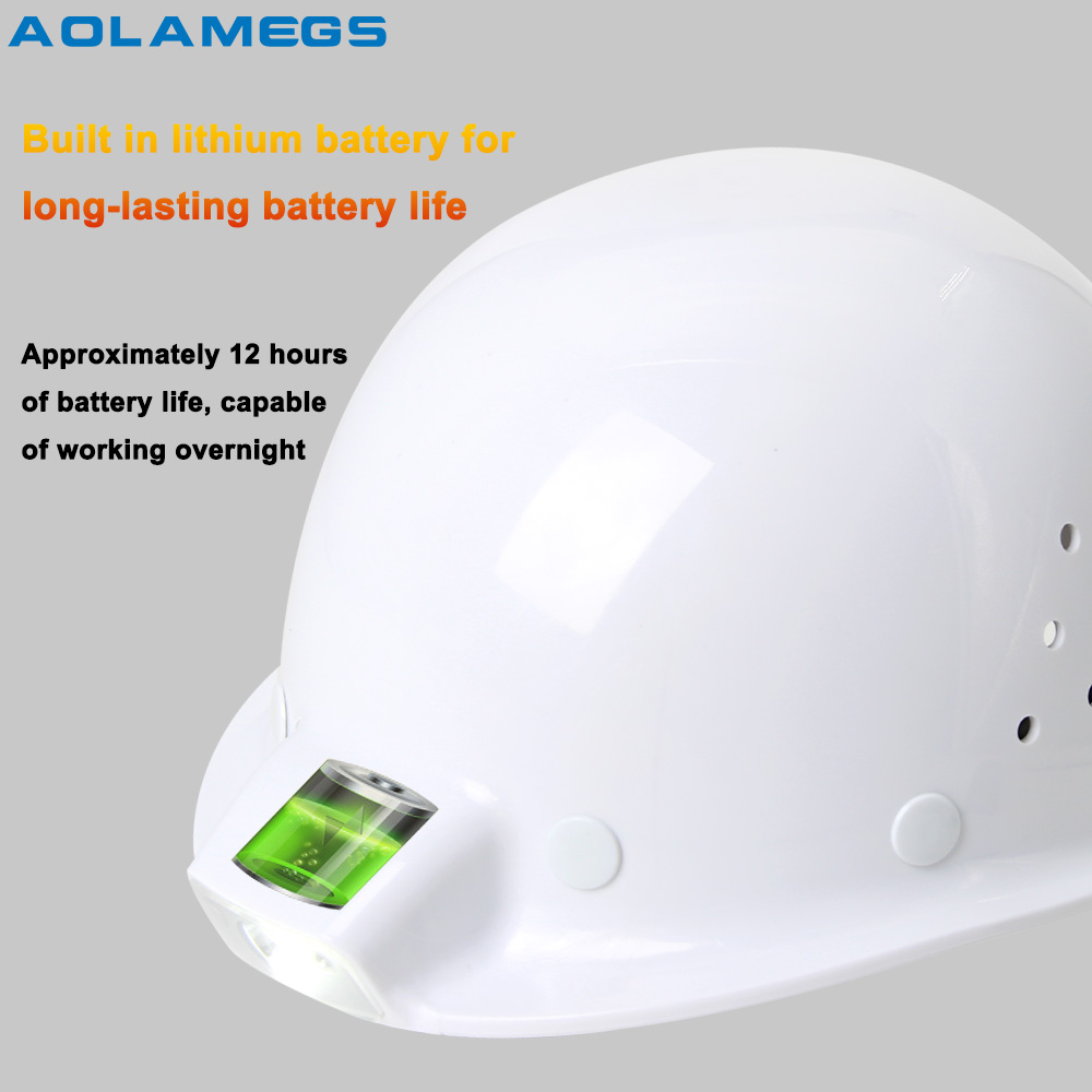 Integrated Headlight Safety Helmet Miner's Hat ABS Construction Hat ...
