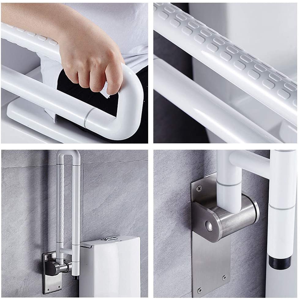 Toilet Grab Bar Safety Rail, Bath Non-Skid Barrier-Free Folding Safety ...