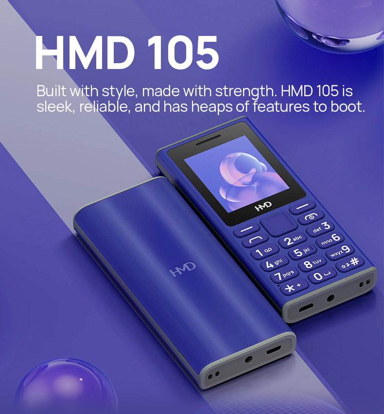HMD 105 Basic Keypad Phone 2.0'' Display Dual Sim 18 Days Long Standby ...
