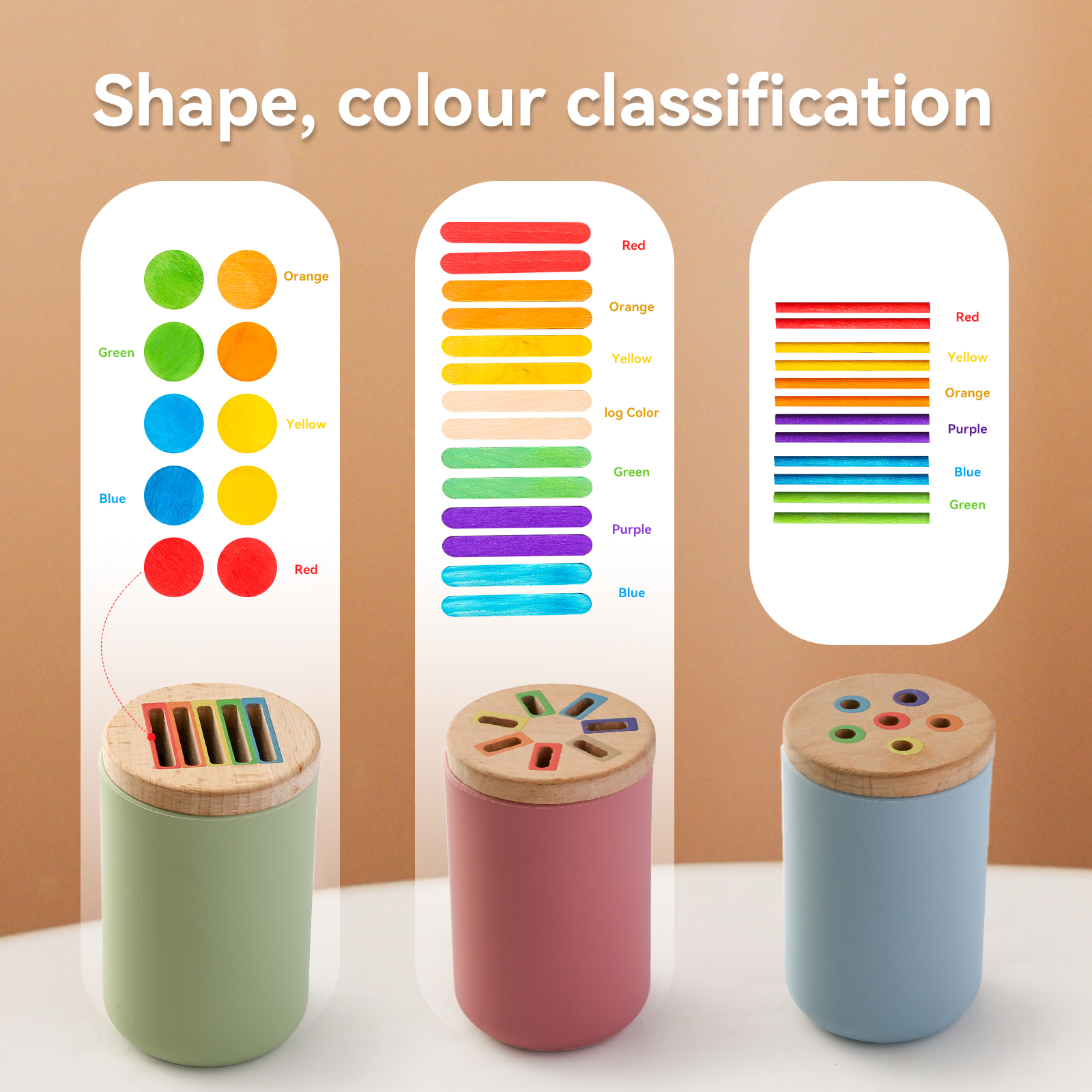 Color Classification Tube Toys Shape Cognition Matching Sensory ...
