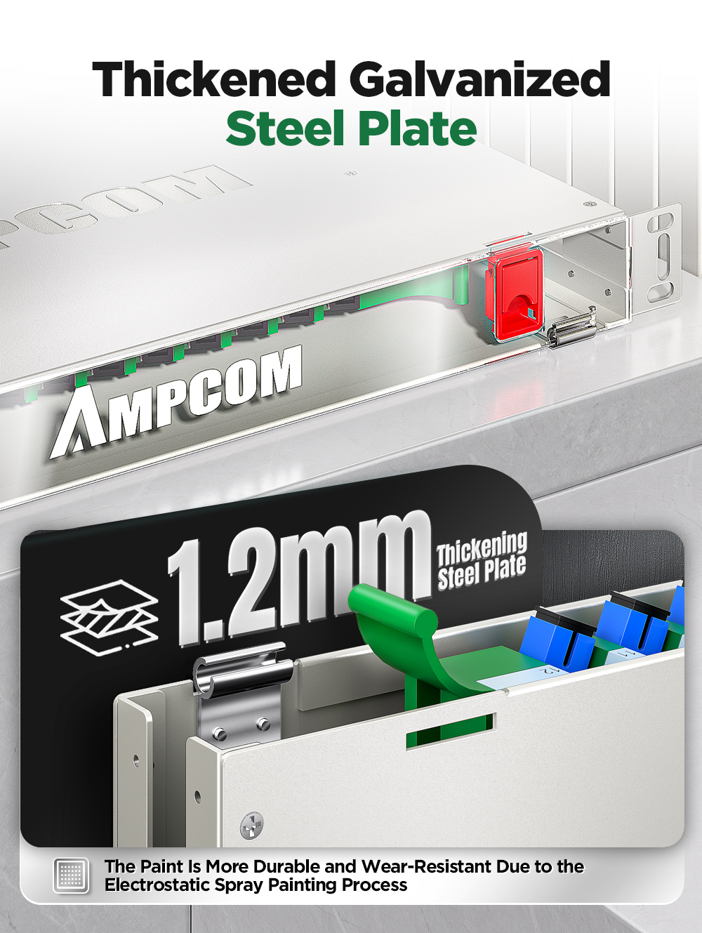 AMPCOM 24 to 96 Core SC Rack Mount Visual Fiber Optic ODF Enclosure ...