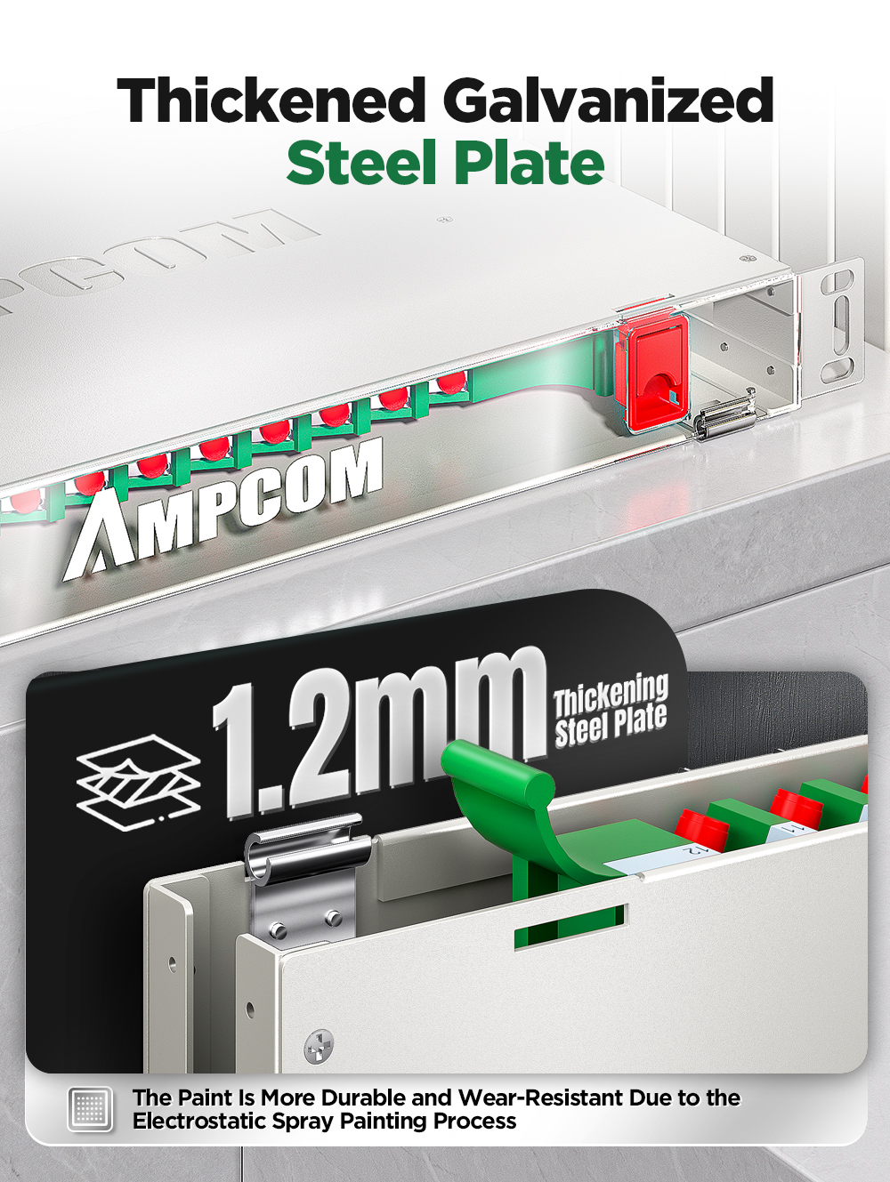 AMPCOM 24 to 96 Core FC Rack Mount Visual Fiber Optic ODF Enclosure ...