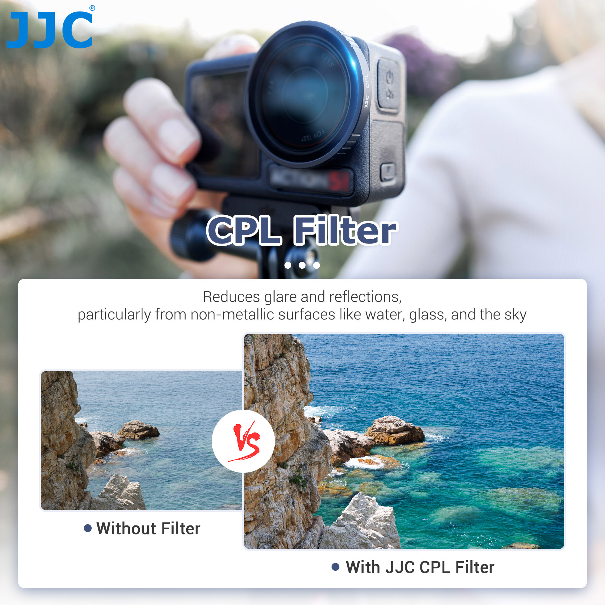 JJC ND CPL 1/2 Black Filter Set for DJI Osmo Action 5 Pro/ Action 4 ...