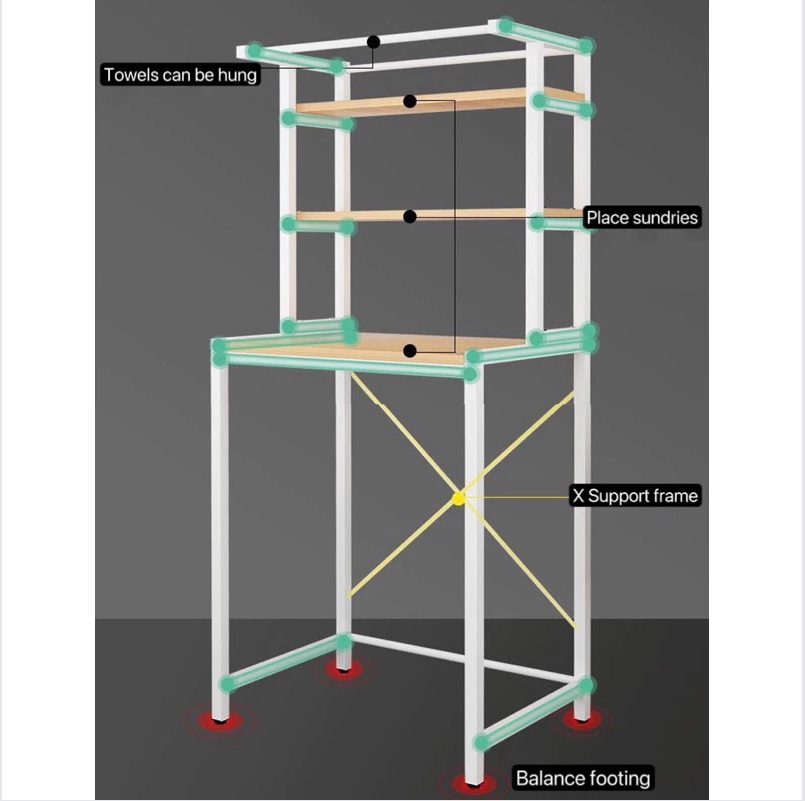 1/2/3 Floor Roller/Clam shell washing machine storage rack Balcony ...